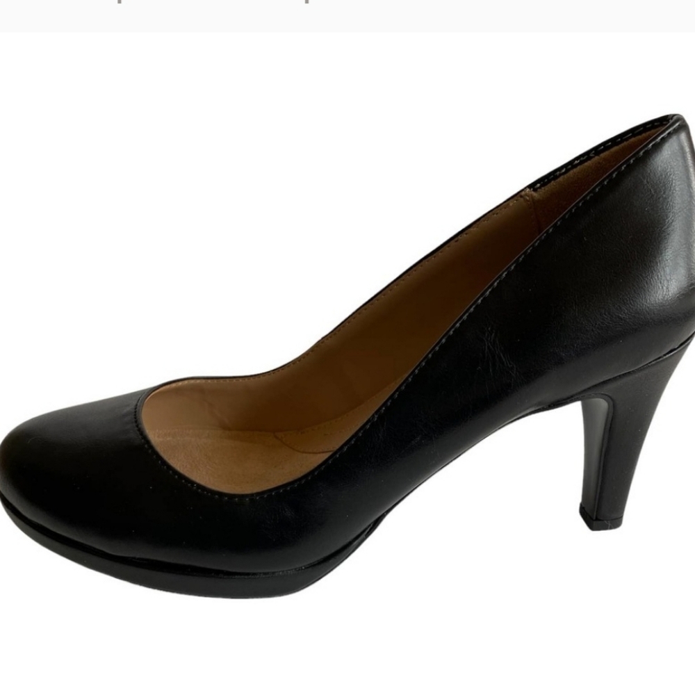 Naturalizer Heels Black Faux Leather N5 Comfort Penny Pumps Women's Size 8W Wide